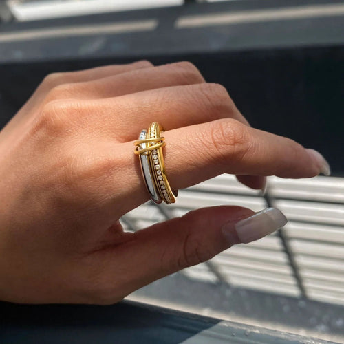 Cardiff Two Tone Ring Stack