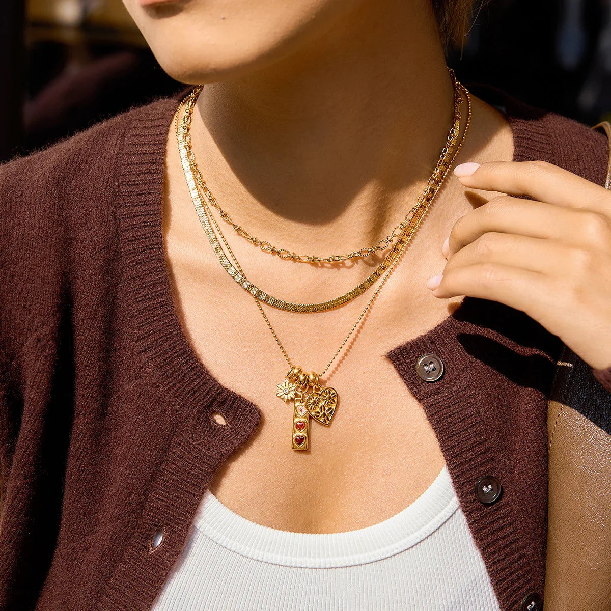 Calliope Triple Heart Charm Necklace