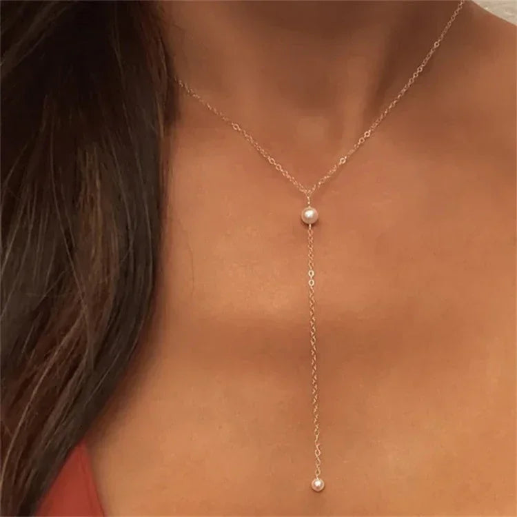 Aine Pearl Tassel Necklace