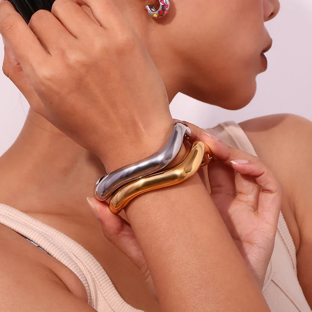 Naomi Asymmetrical Gold Bangle