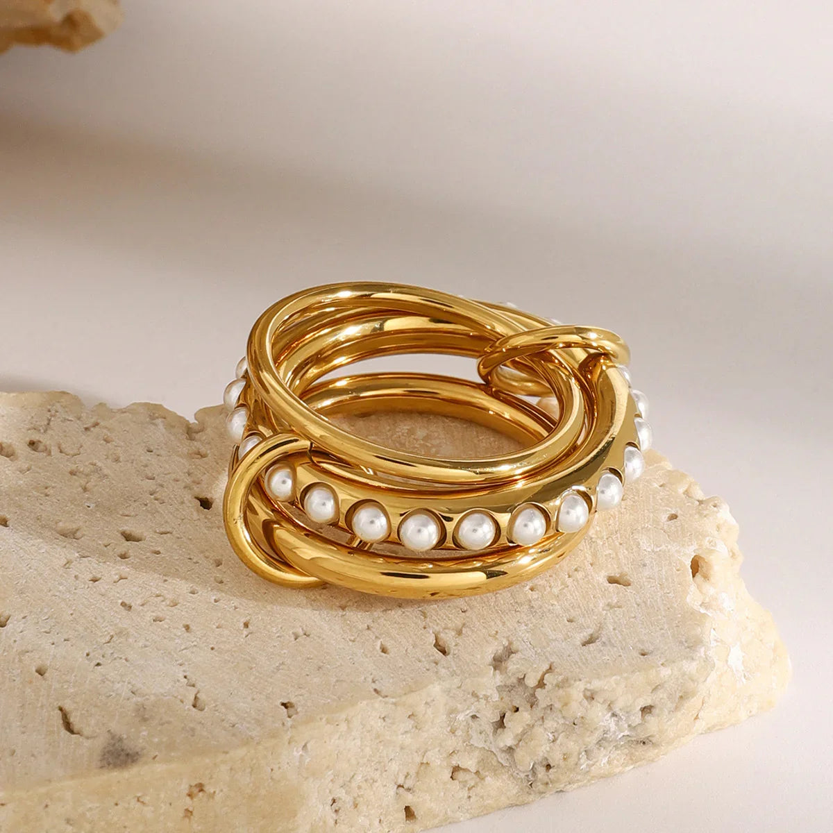 Toronto Stacked Freshwater Pearl Ring