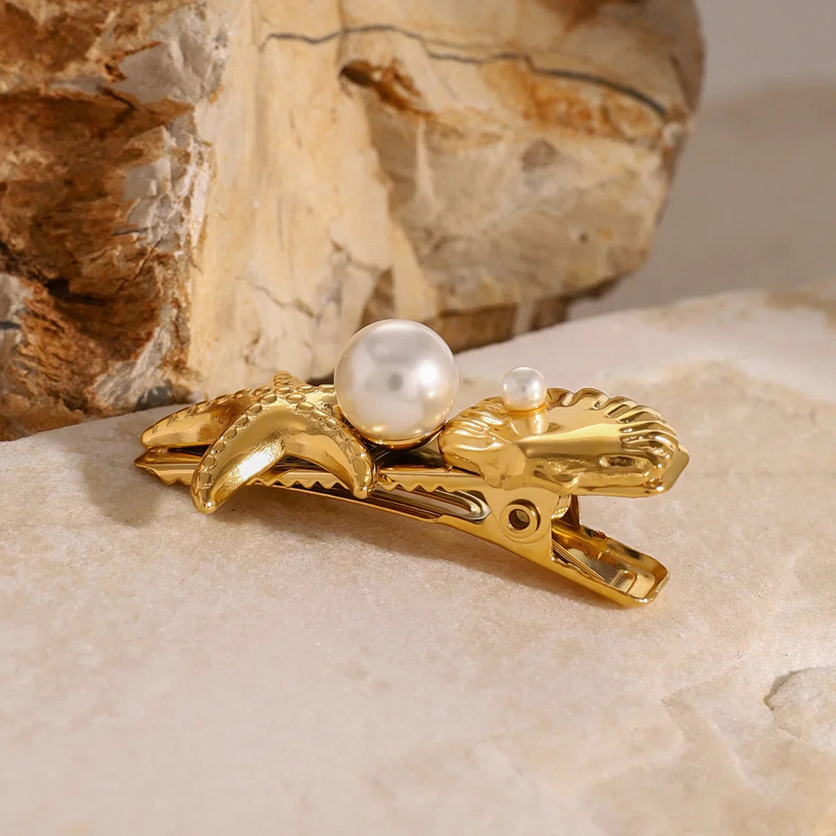 Camellia Gold Hair Clip