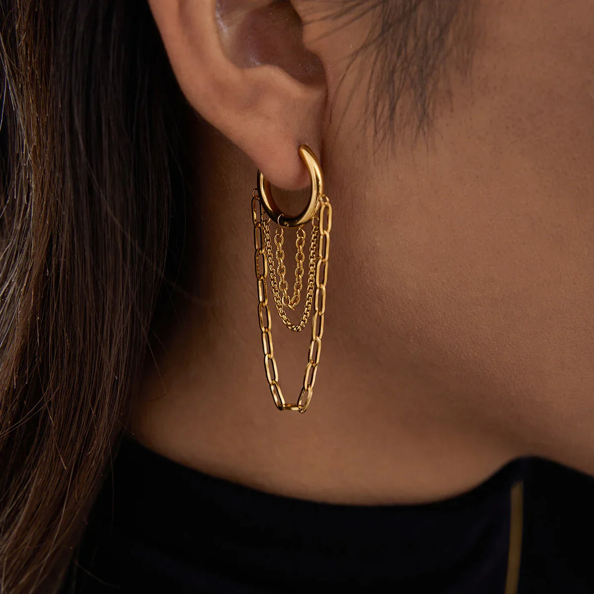 Tranquility Link Chain Hoops