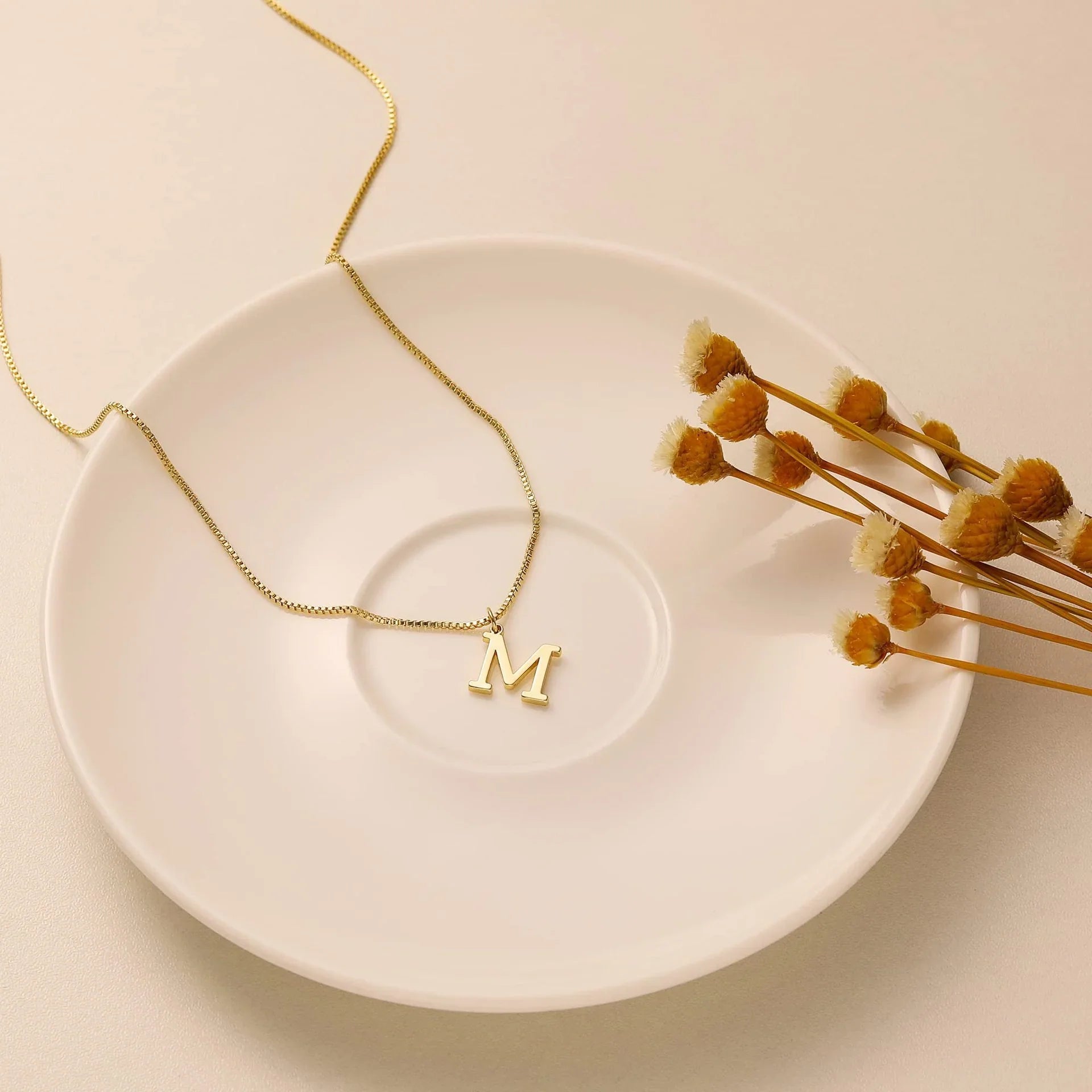 Ix Chel Letter Initial Gold Necklace