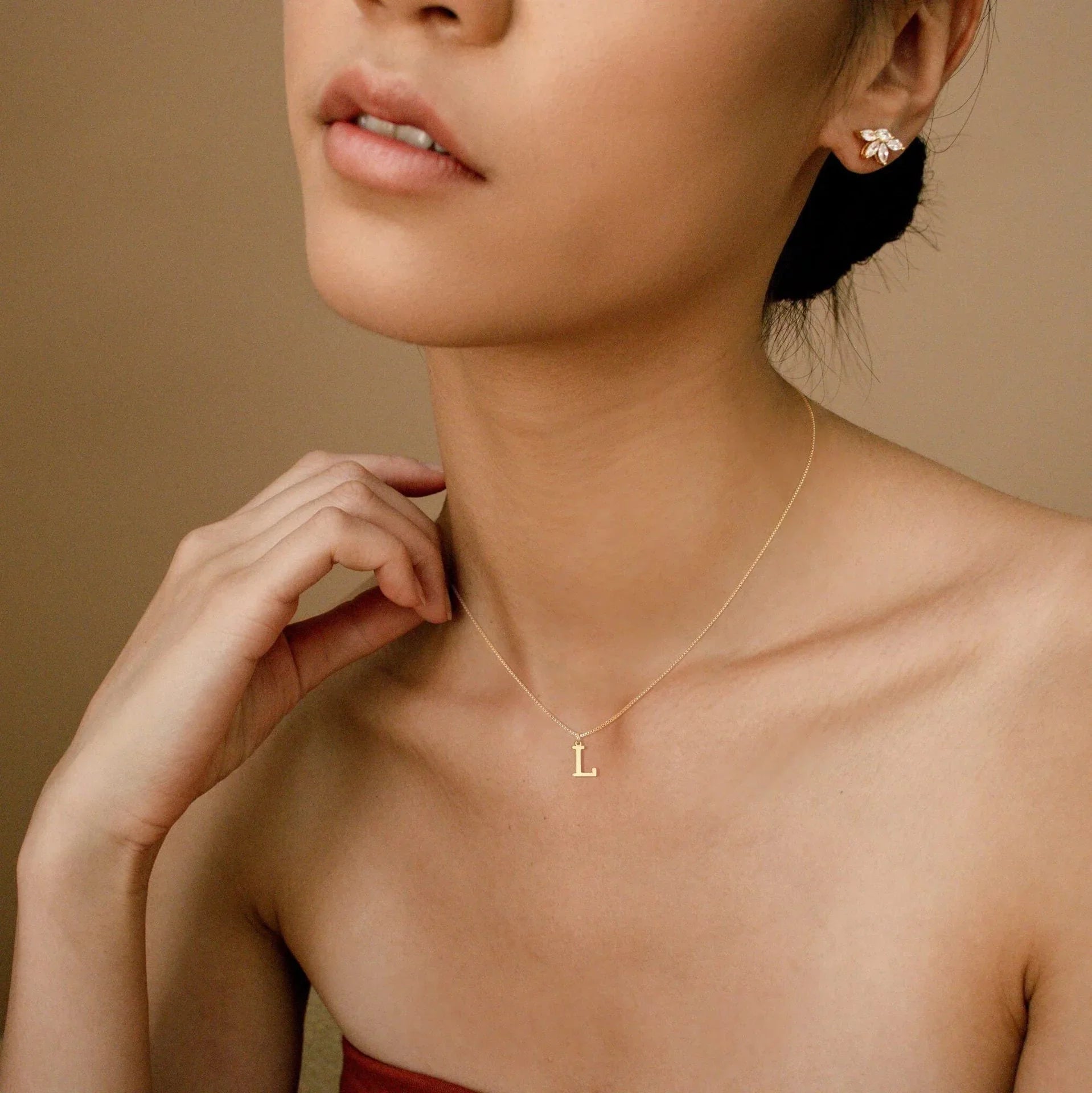 Ix Chel Letter Initial Gold Necklace