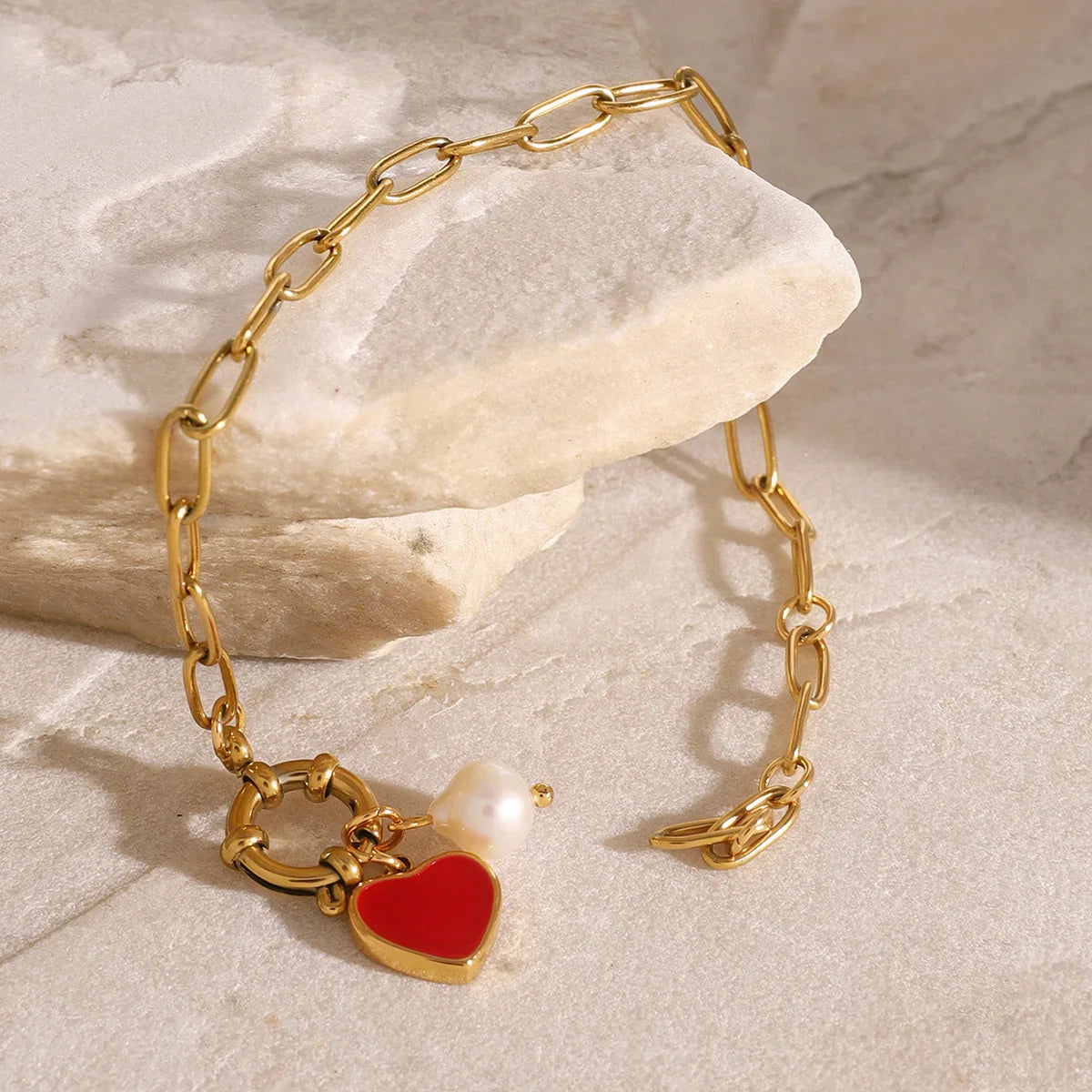 Violet Heart Chain Pearl Bracelet