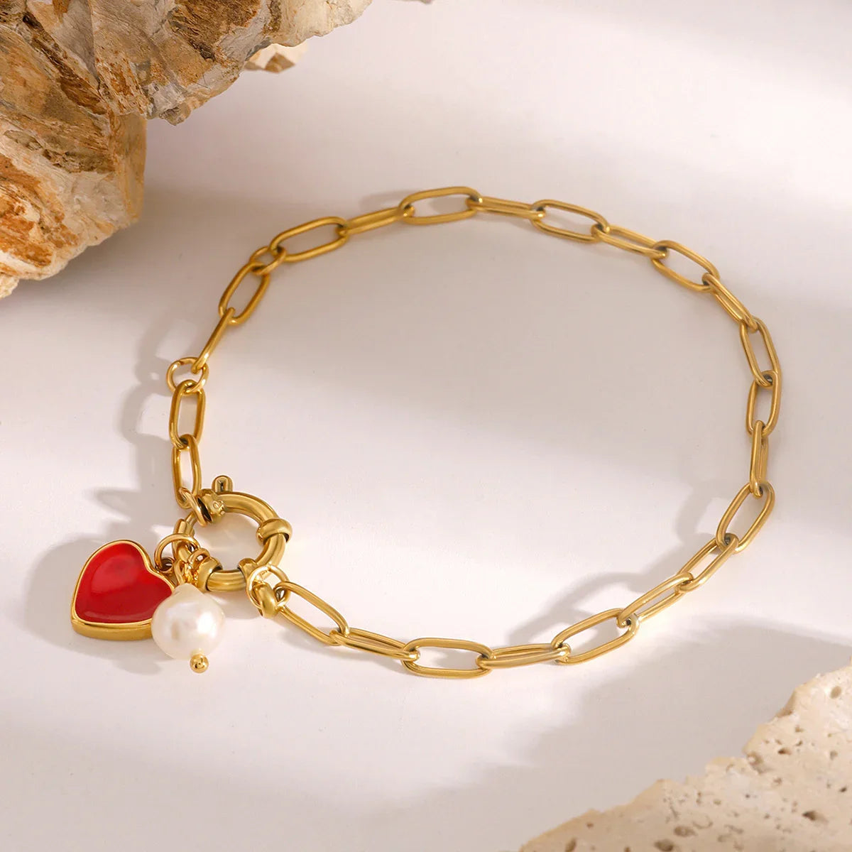 Violet Heart Chain Pearl Bracelet