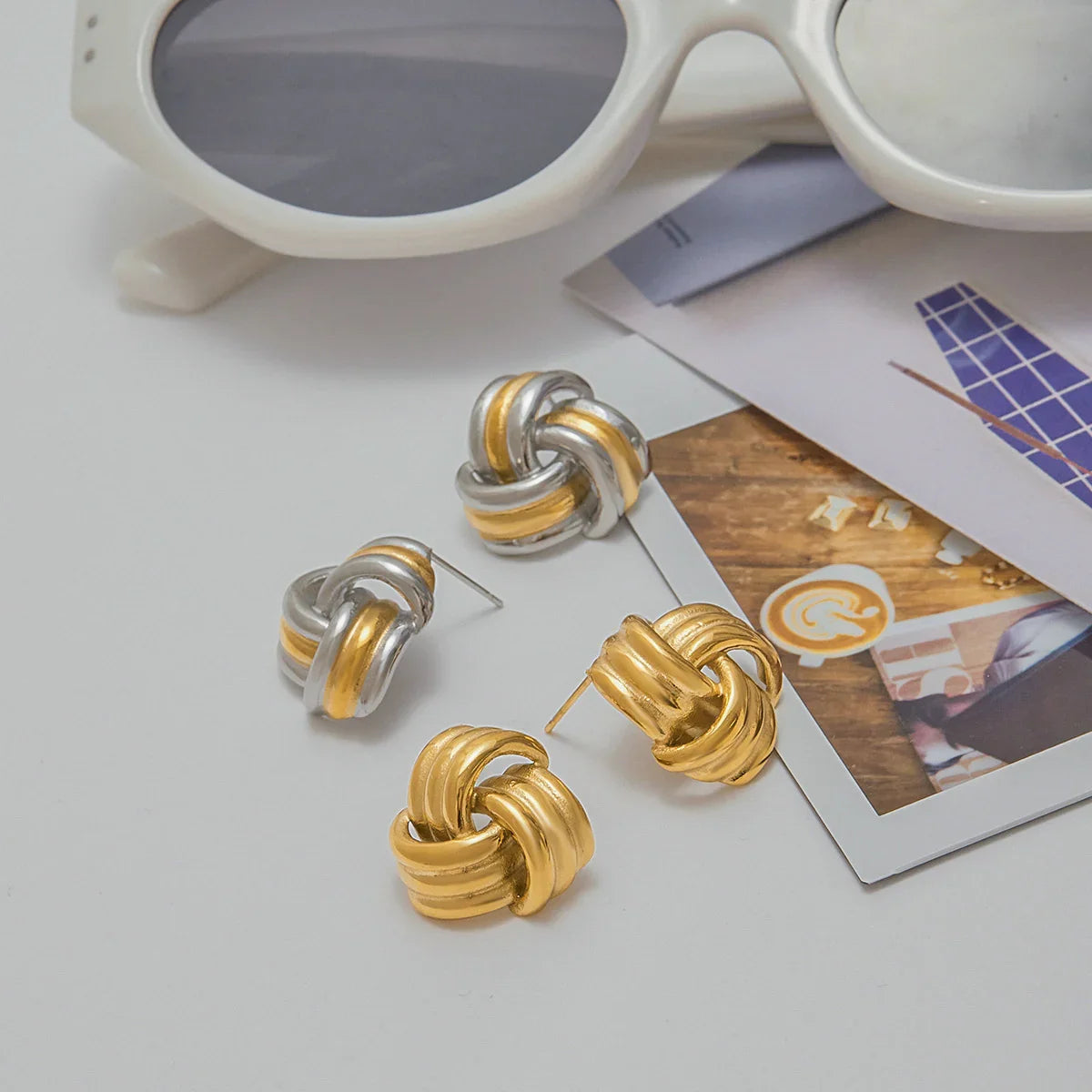 Seductive Chunky Gold Knot Earrings