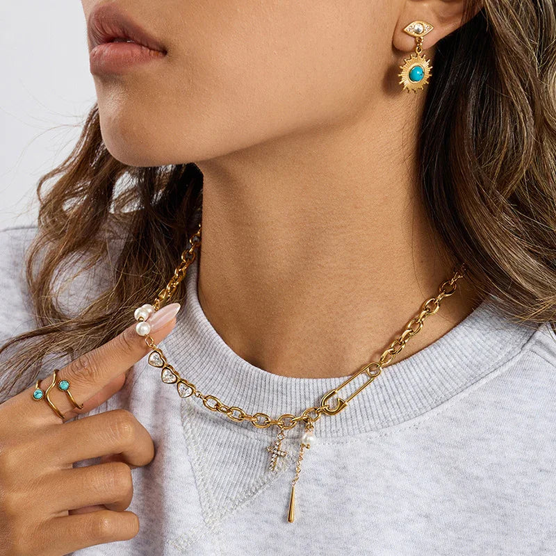 Aphrodite Diamond Pearl Gold Necklace