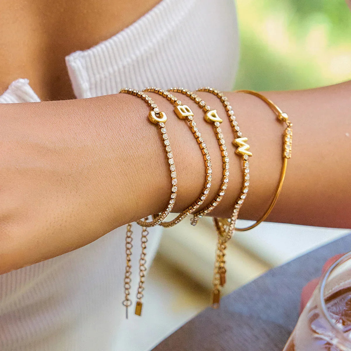 Vivian Bubble Letter Tennis Bracelet