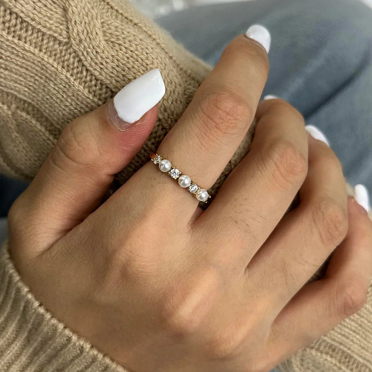 Oslo Diamond Pearl Ring