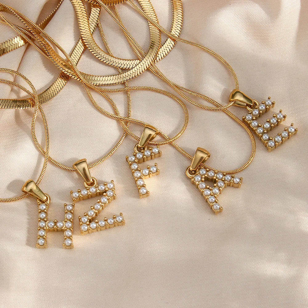 Bastet Layered Gold Initial Letter Necklace