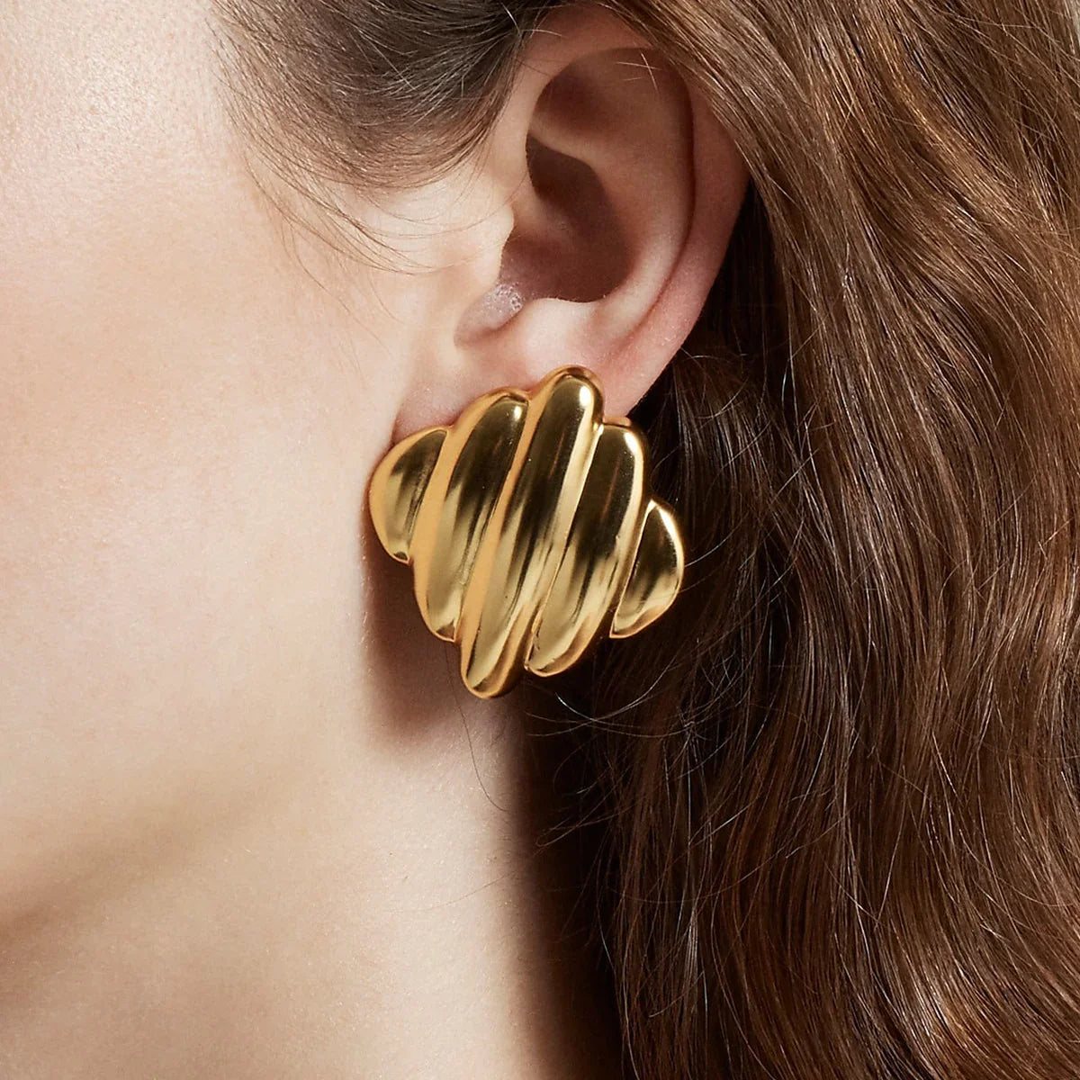 Passion Rippled Gold Earrings