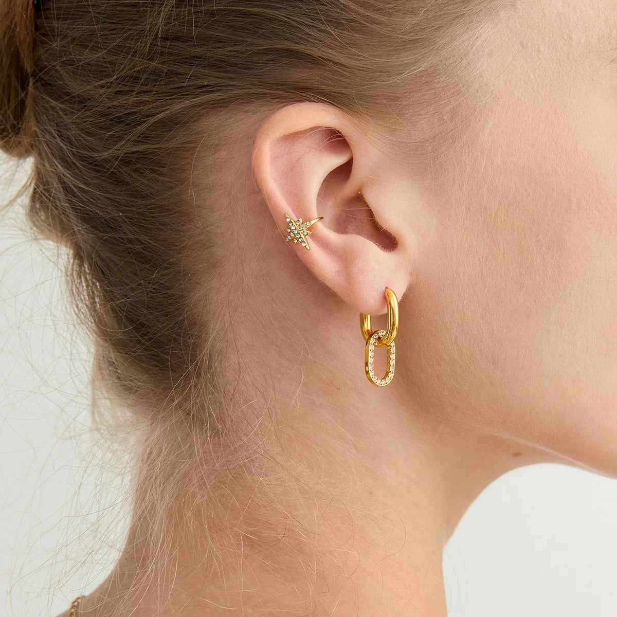 Peace Double Hoop Diamond Earrings