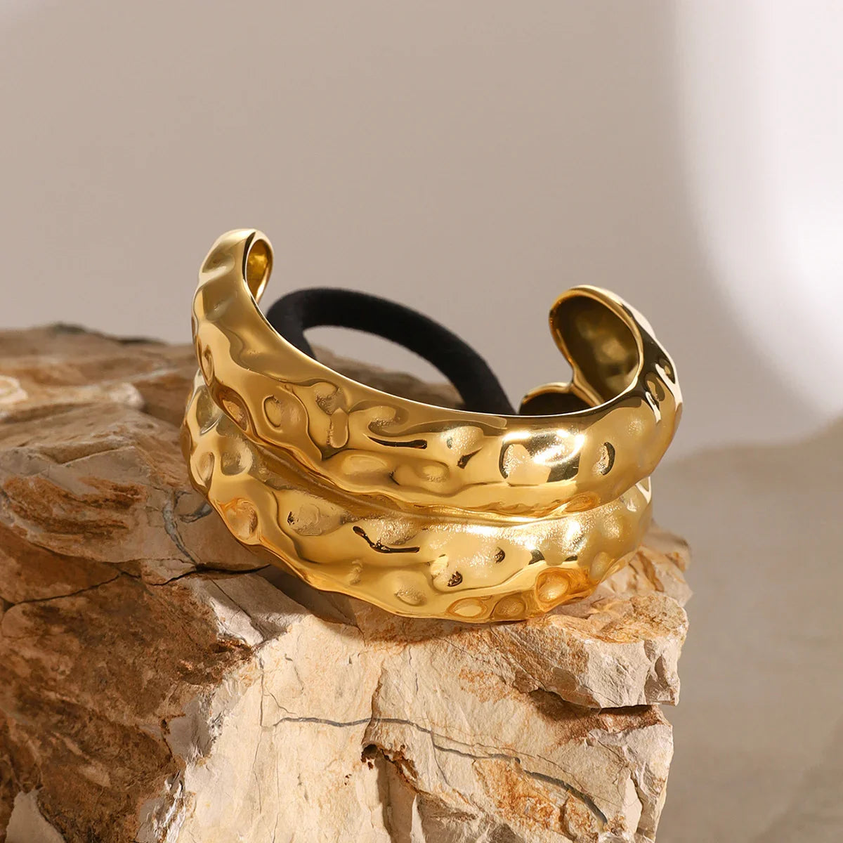 Lotus Hammered Arch Pony Cuff