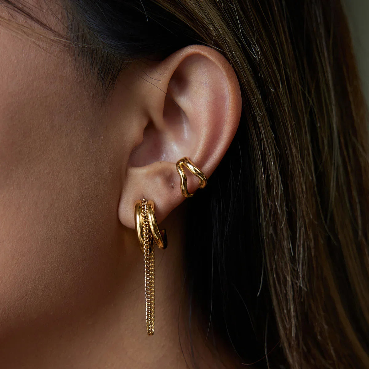 Softness Link Chain Hoops