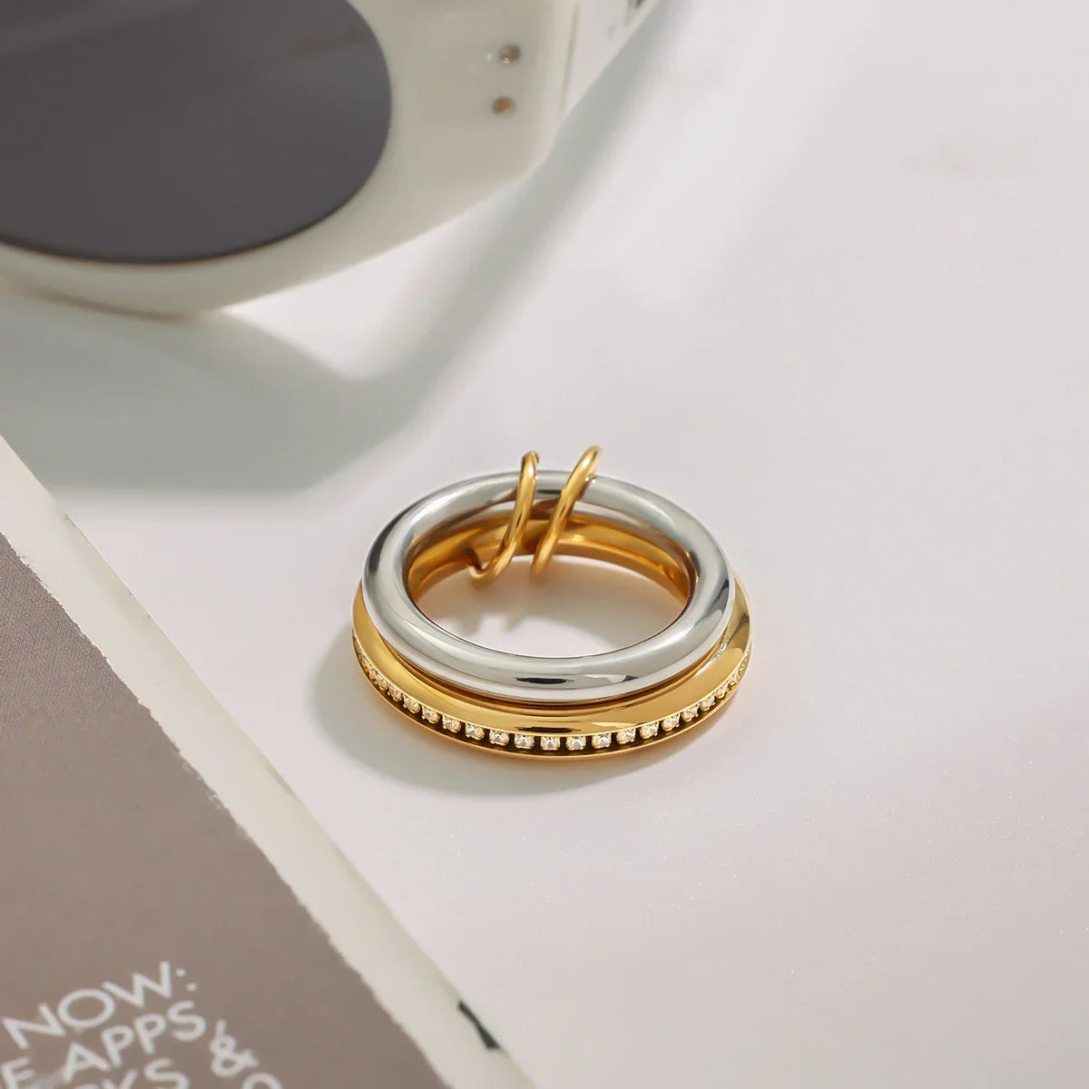 Cardiff Two Tone Ring Stack