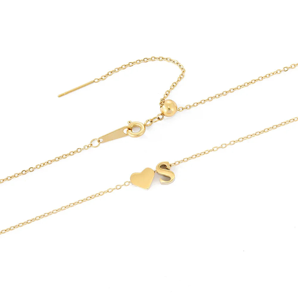 Hathor Initial Letter Gold Necklace