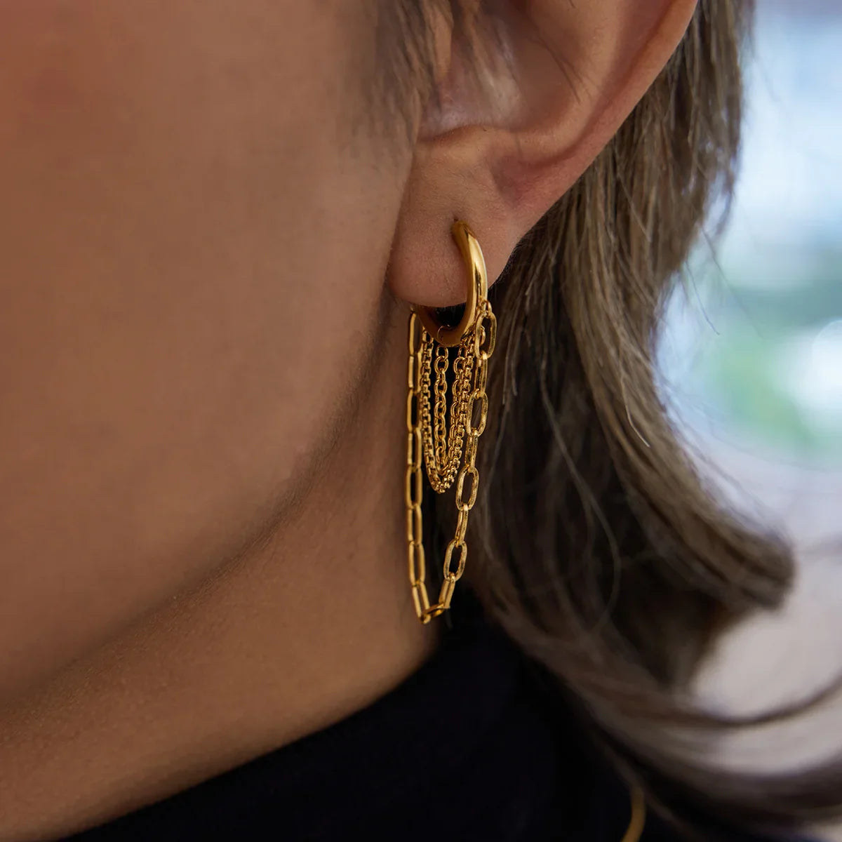 Tranquility Link Chain Hoops