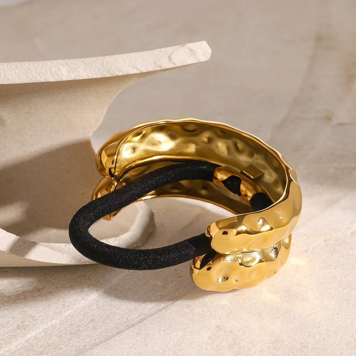 Lotus Hammered Arch Pony Cuff
