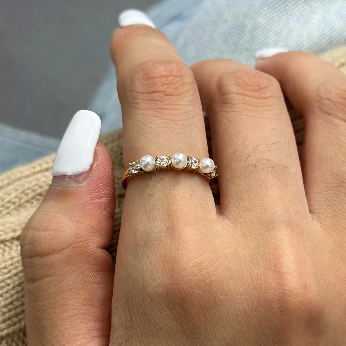 Oslo Diamond Pearl Ring