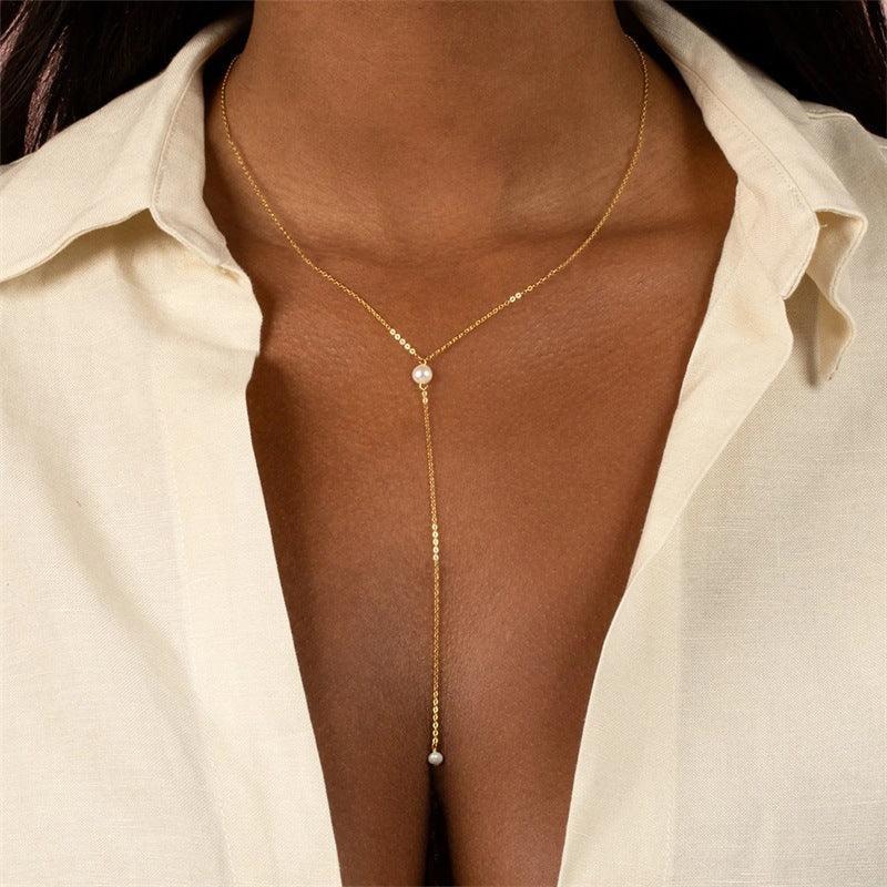 Aine Pearl Tassel Necklace
