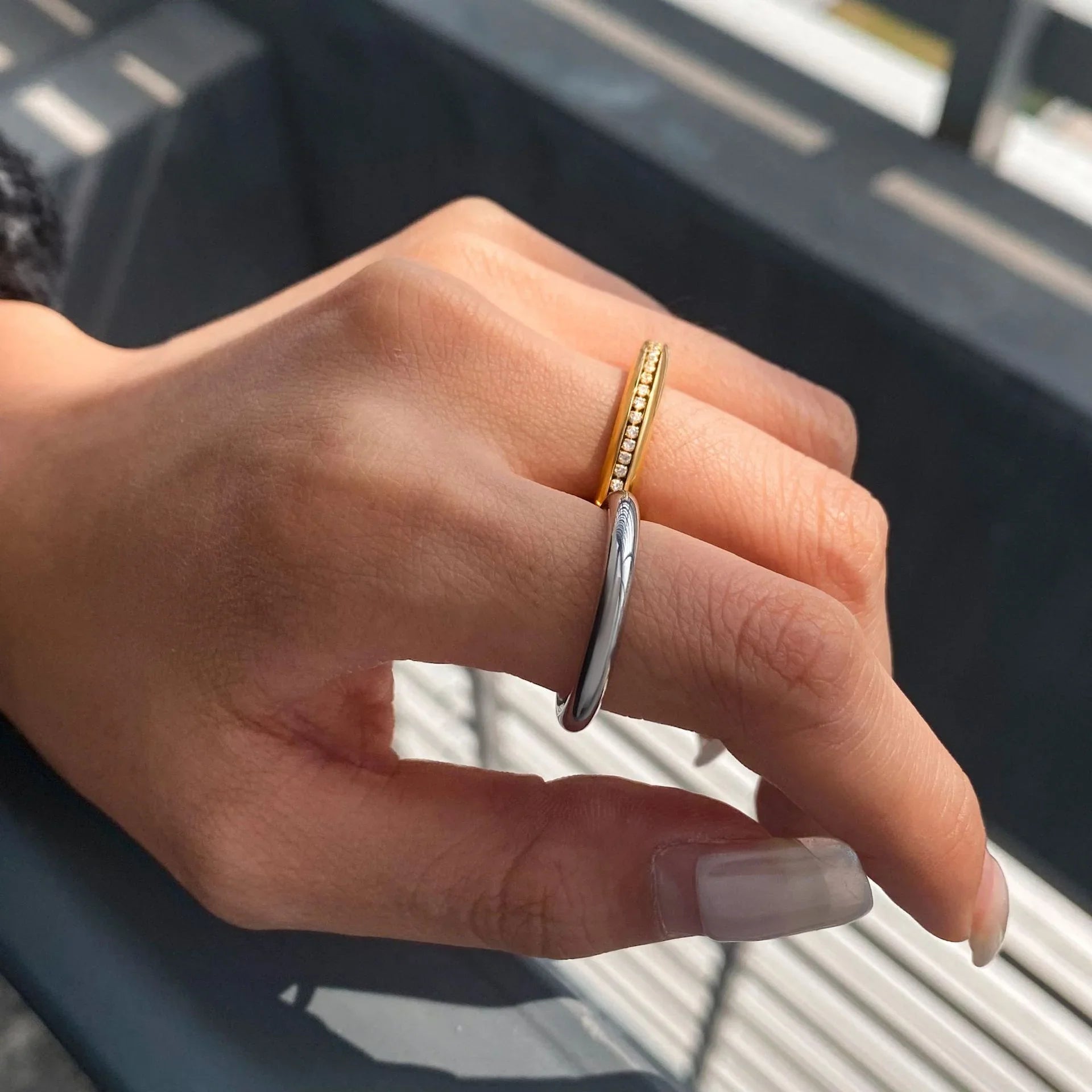 Cardiff Two Tone Ring Stack