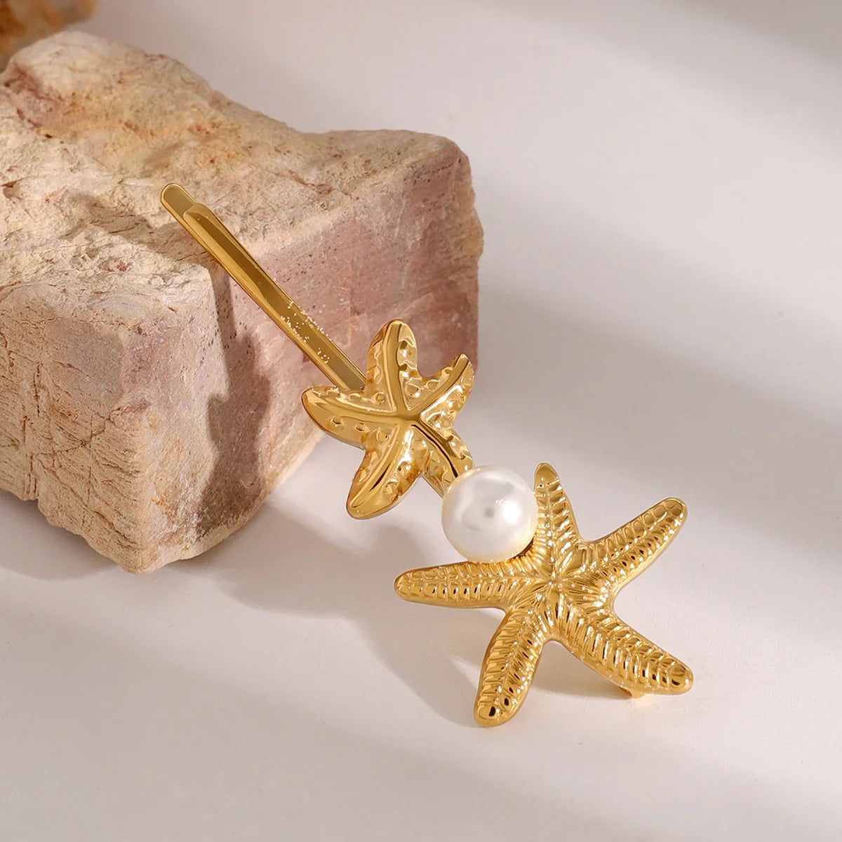 Geranium Starfish Freshwater Pearl French Pin