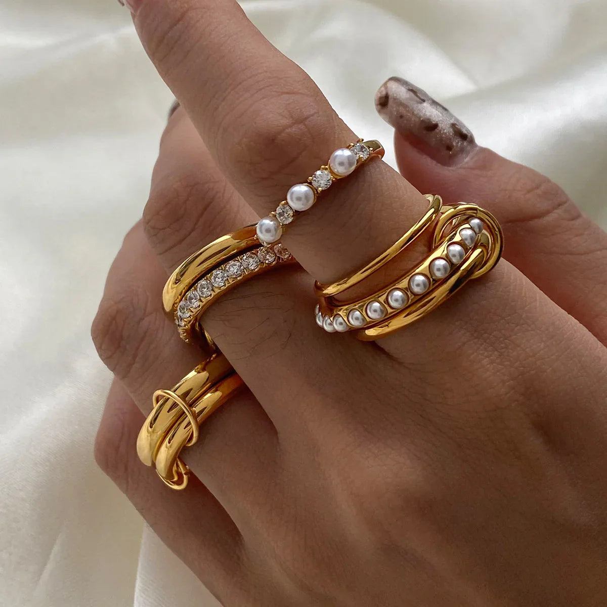 Toronto Stacked Freshwater Pearl Ring