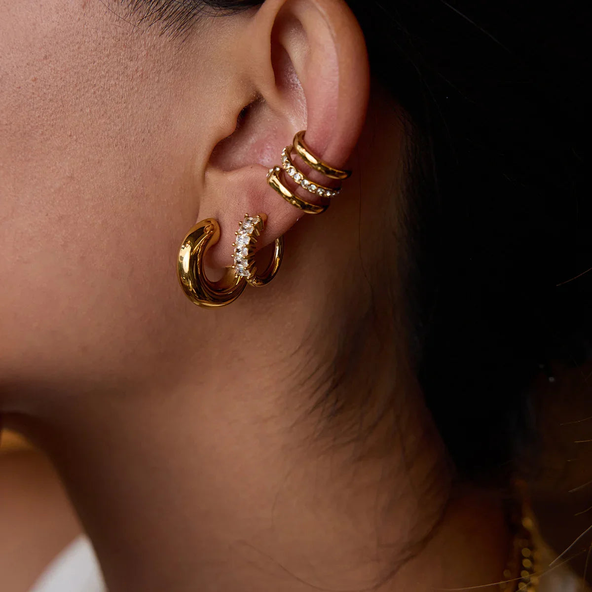 Longing Staple Gold Earrings Bundle