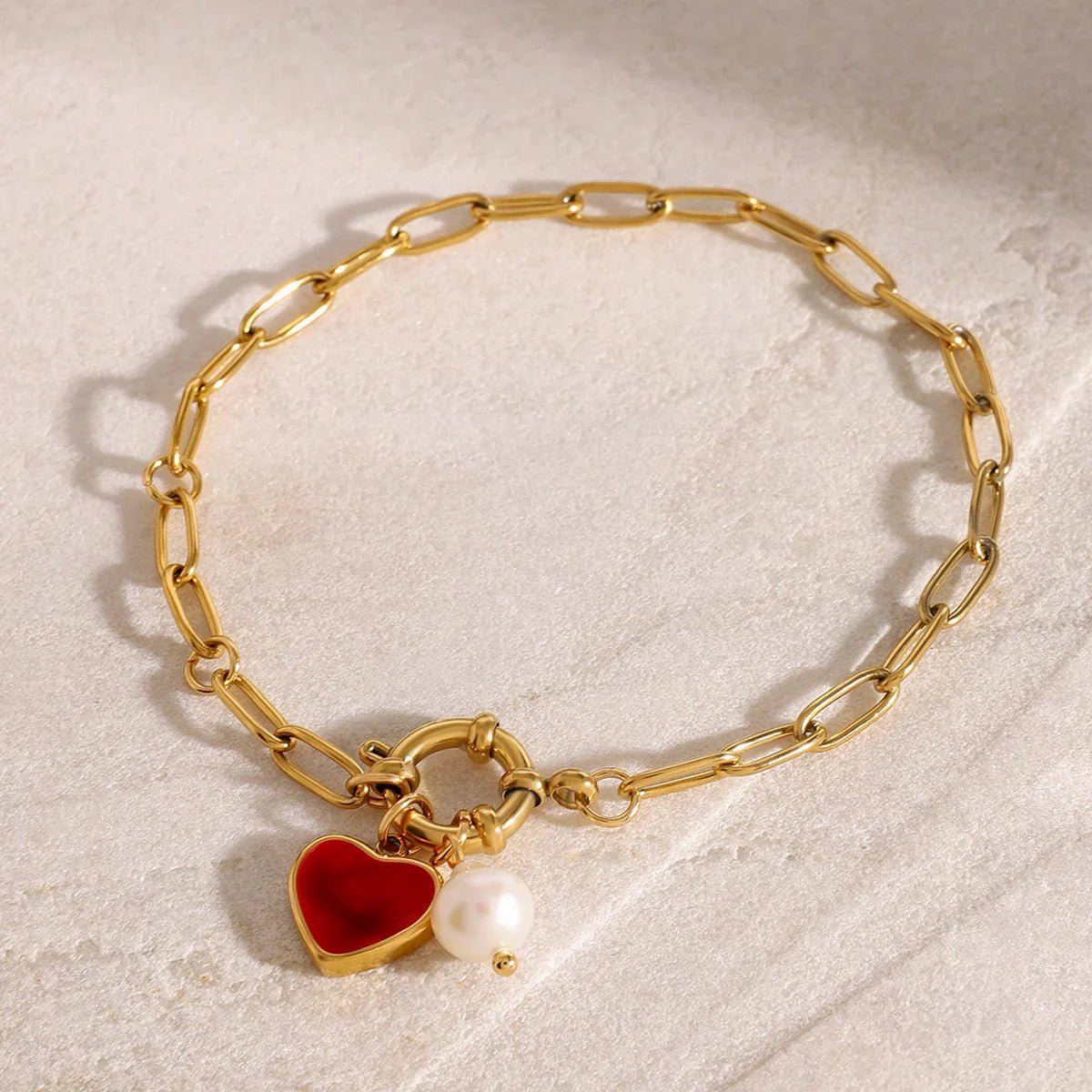 Violet Heart Chain Pearl Bracelet
