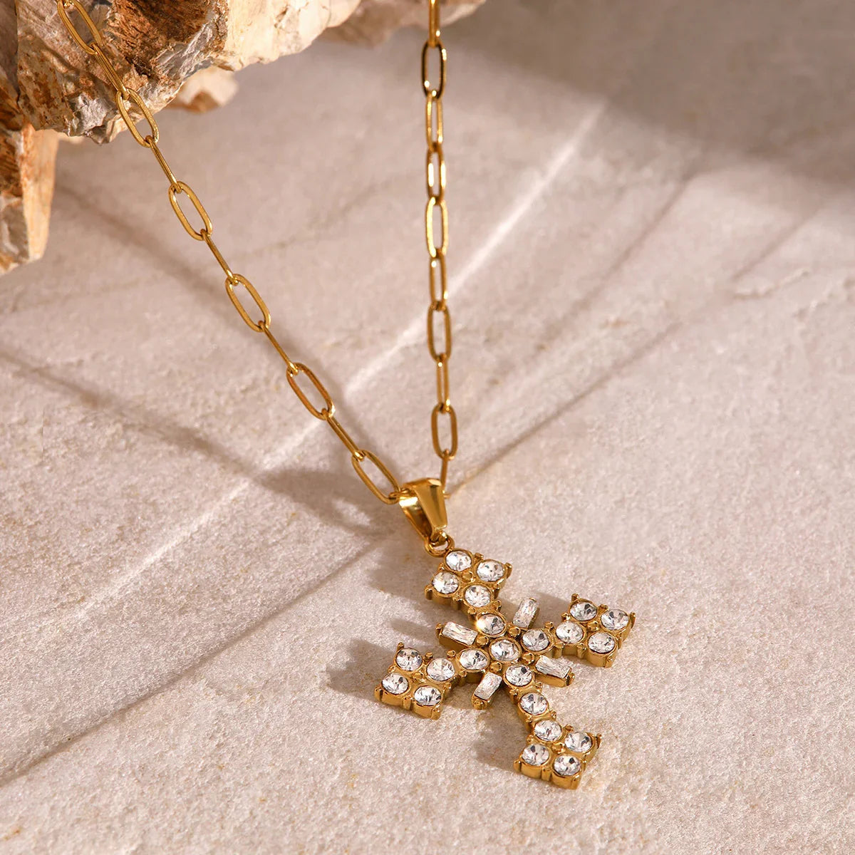 Venus Crystal Cross Necklace
