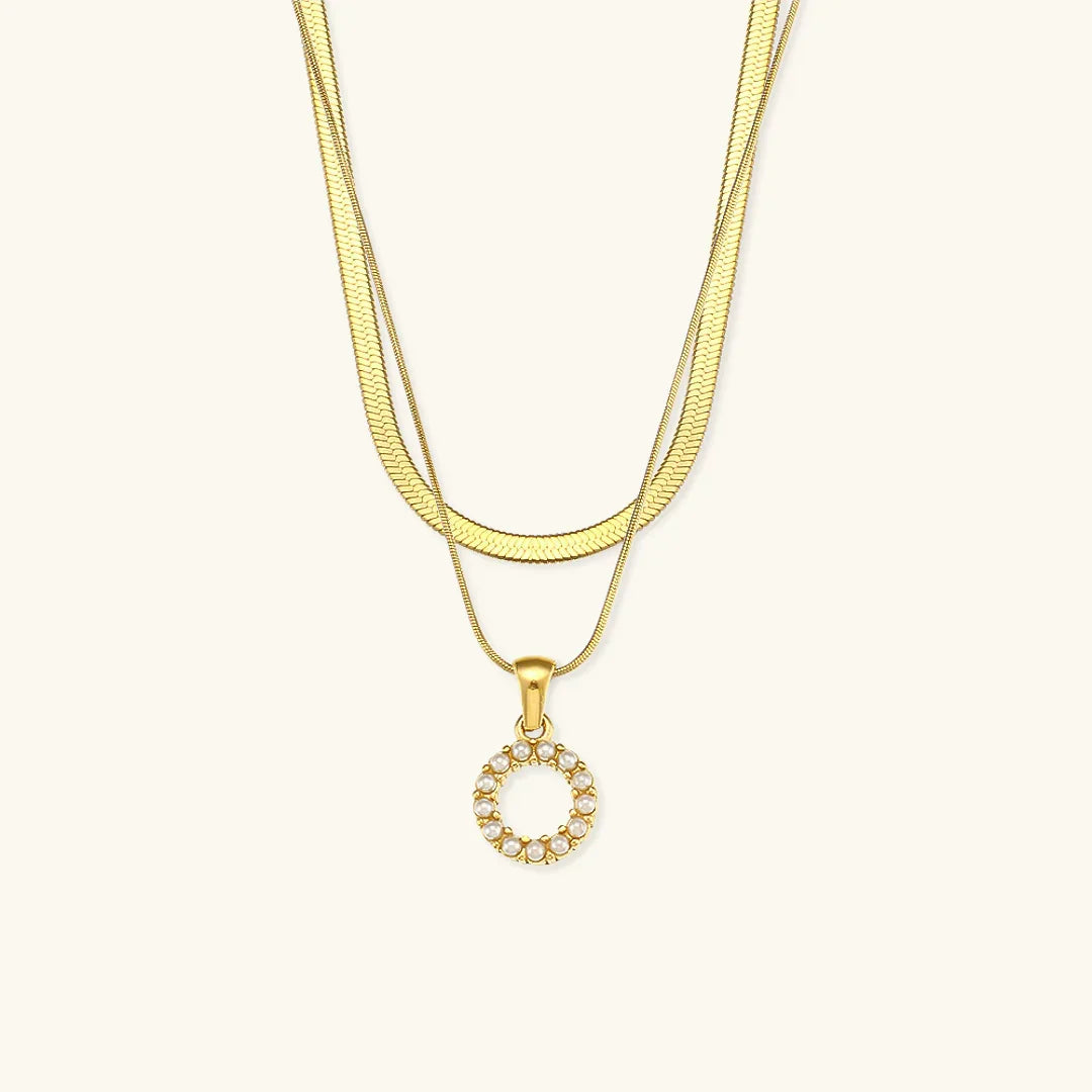 Bastet Layered Gold Initial Letter Necklace