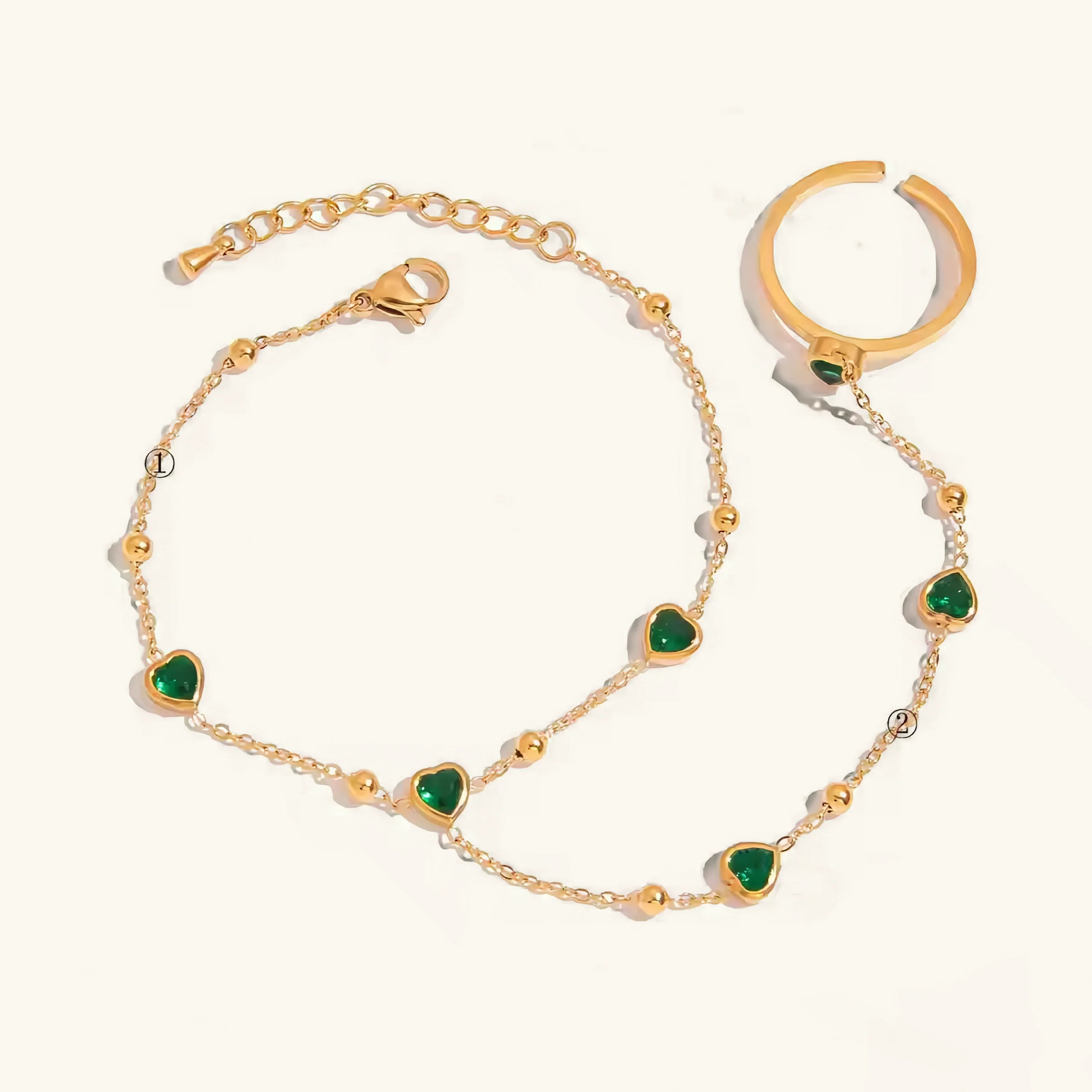 Anna Emerald Heart Hand Chain