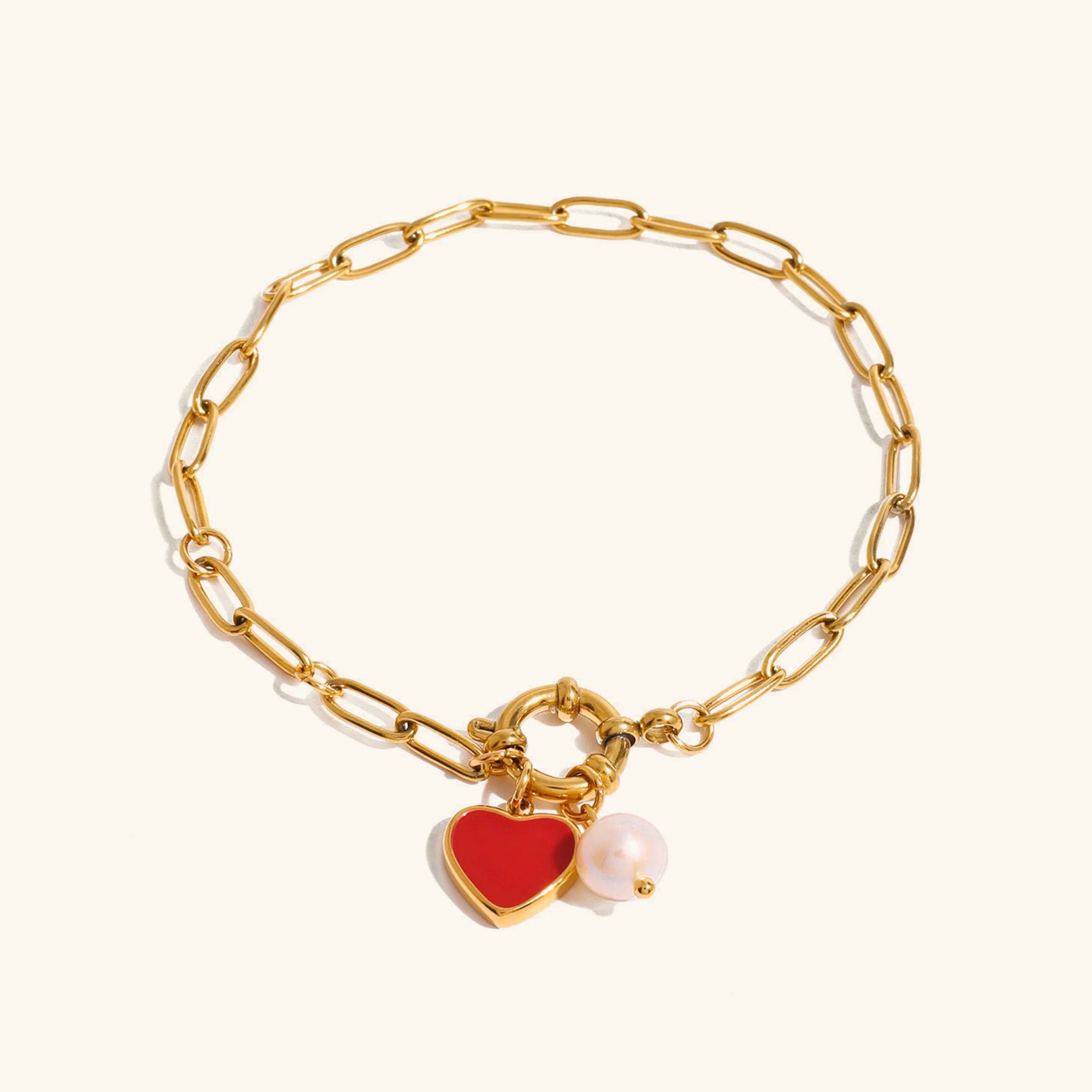 Violet Heart Chain Pearl Bracelet