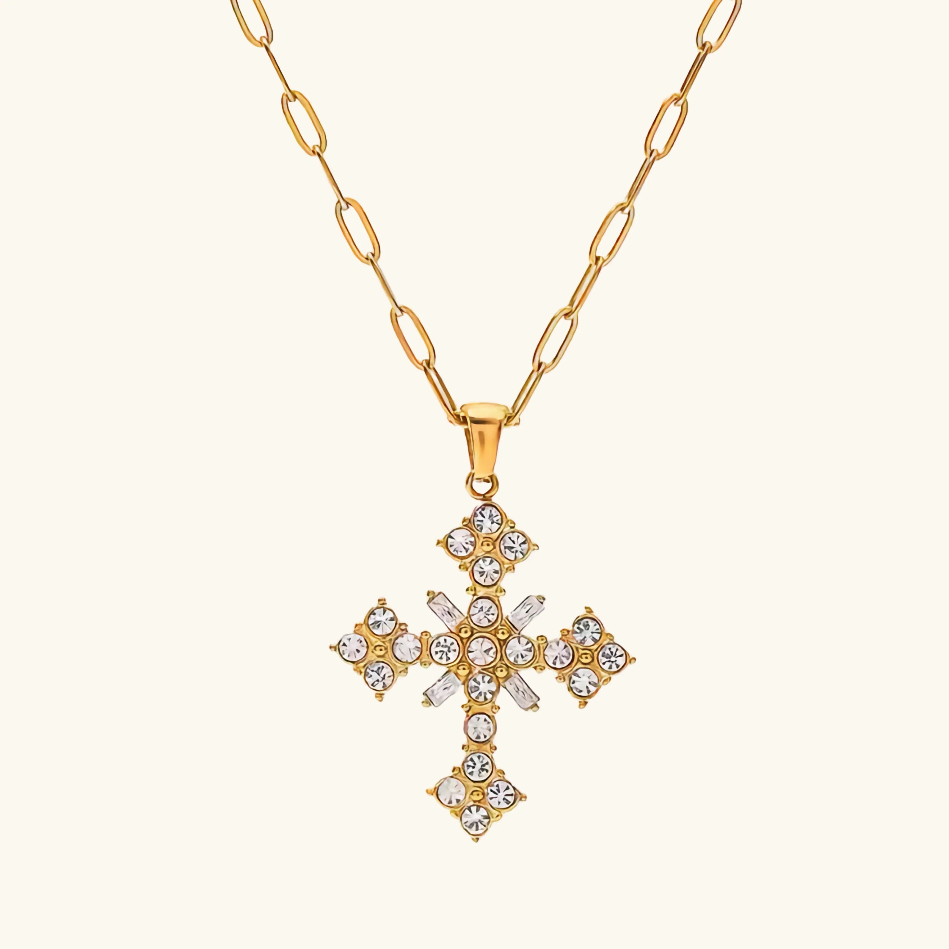 Venus Crystal Cross Necklace