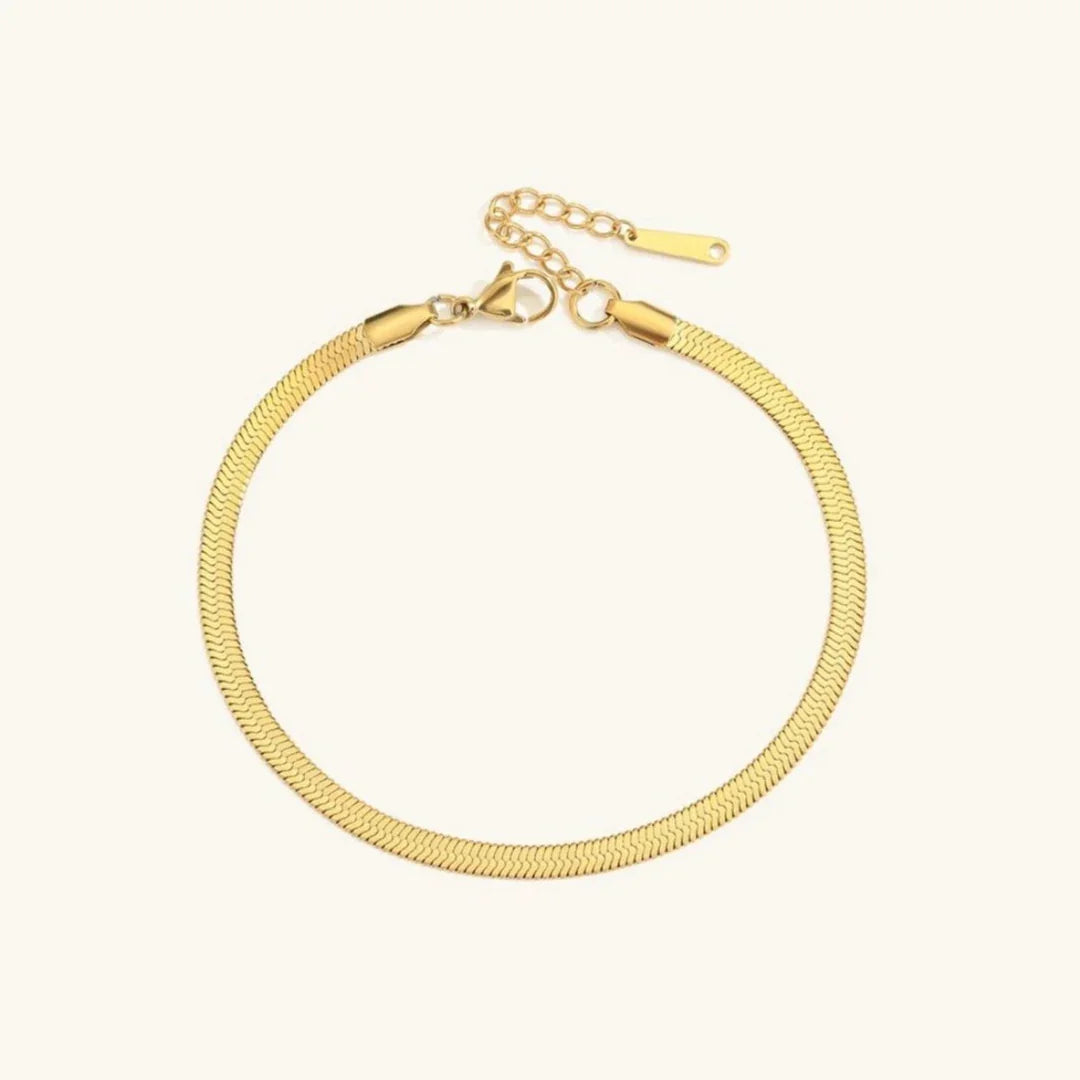 Summer Gold Herringbone Anklet