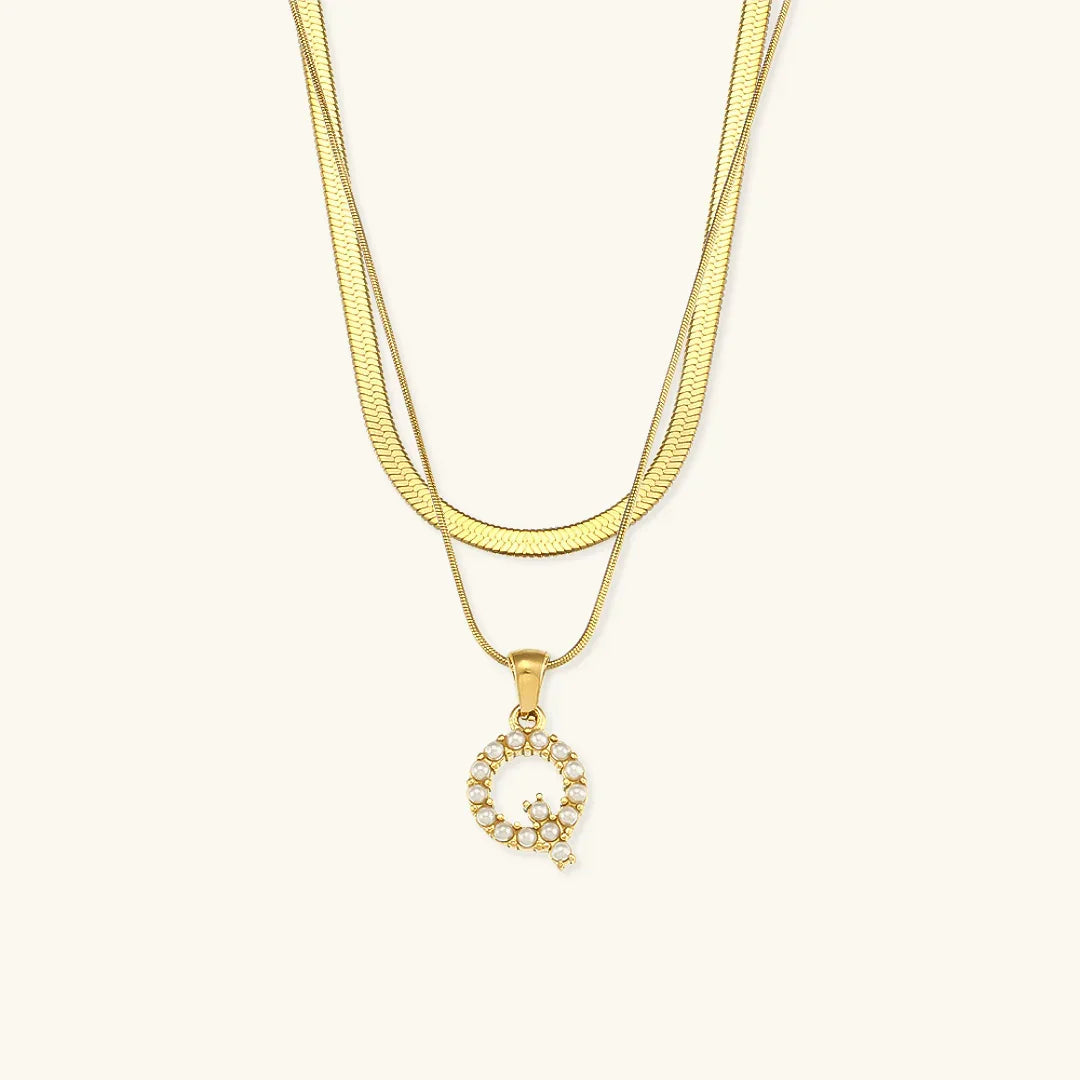 Bastet Layered Gold Initial Letter Necklace