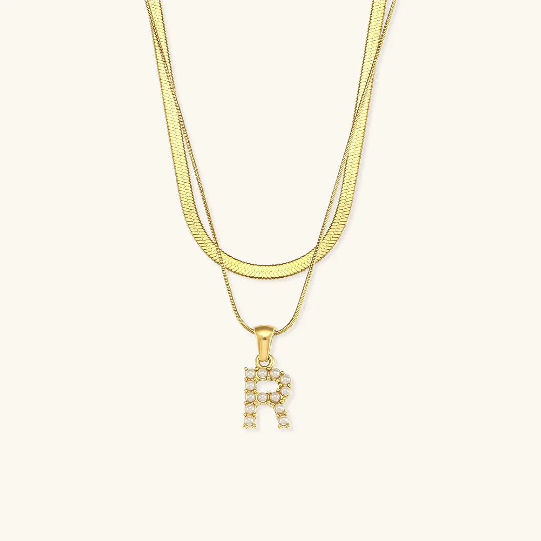 Bastet Layered Gold Initial Letter Necklace