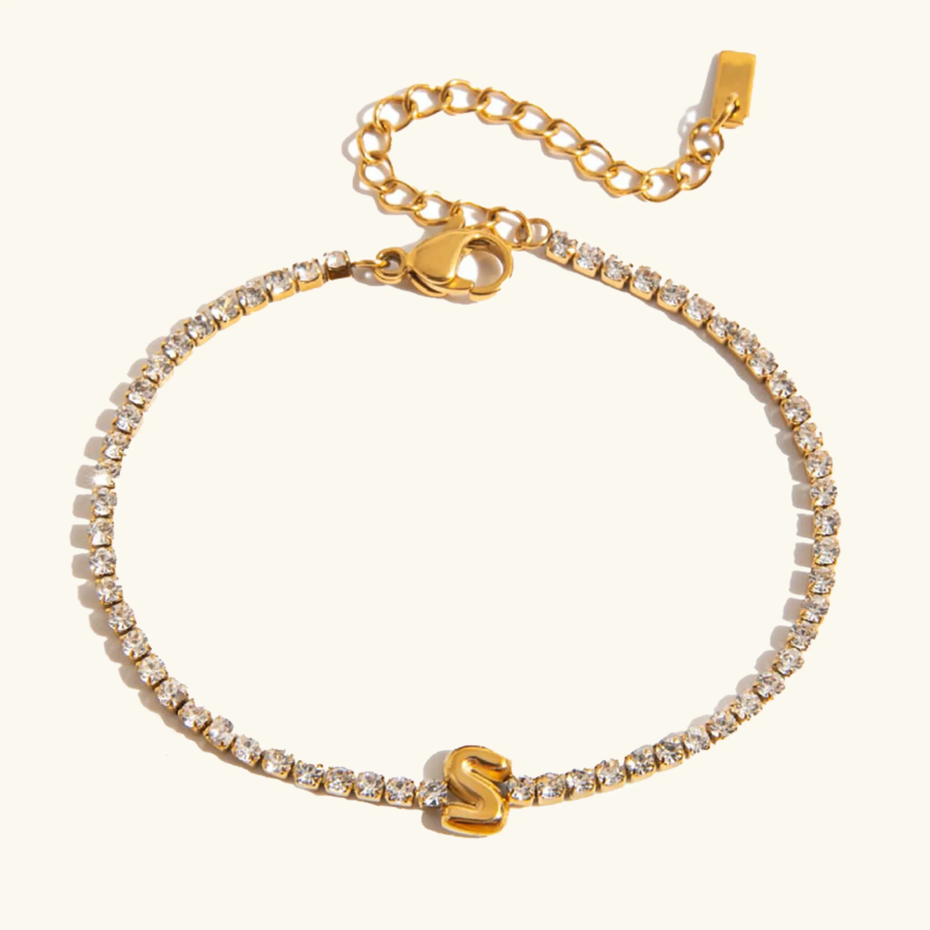 Vivian Bubble Letter Tennis Bracelet