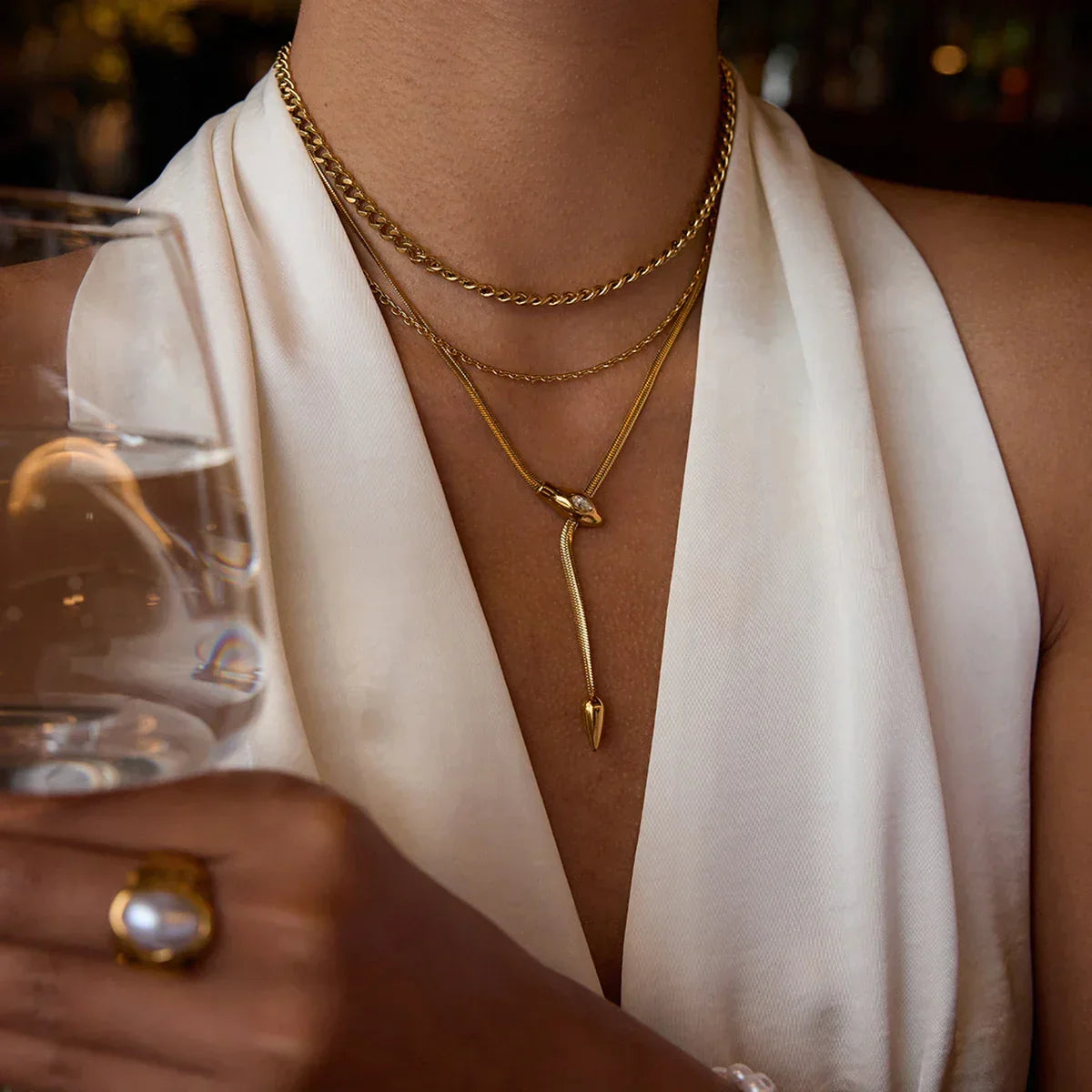 Izanami Gold Serpentine Pendant