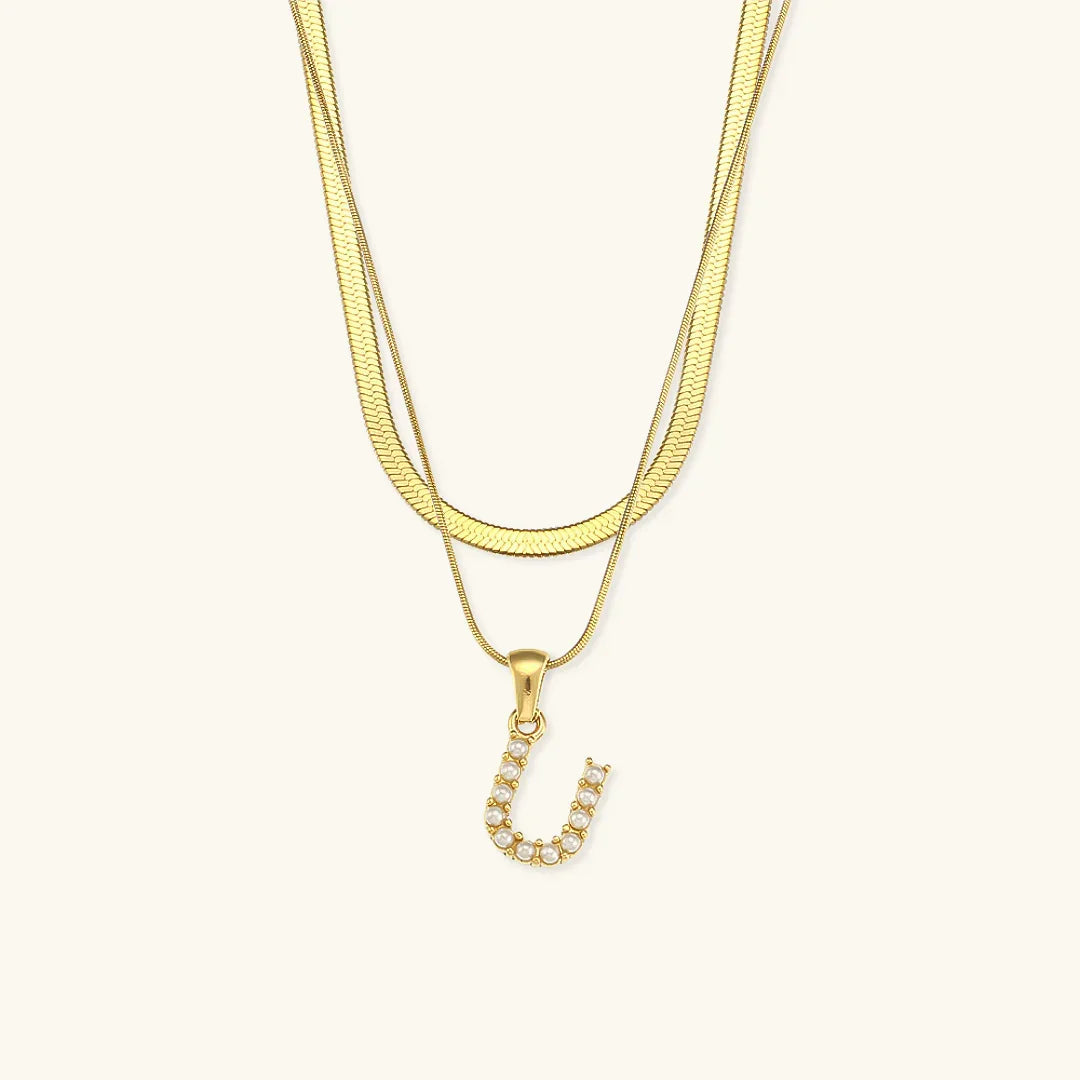Bastet Layered Gold Initial Letter Necklace