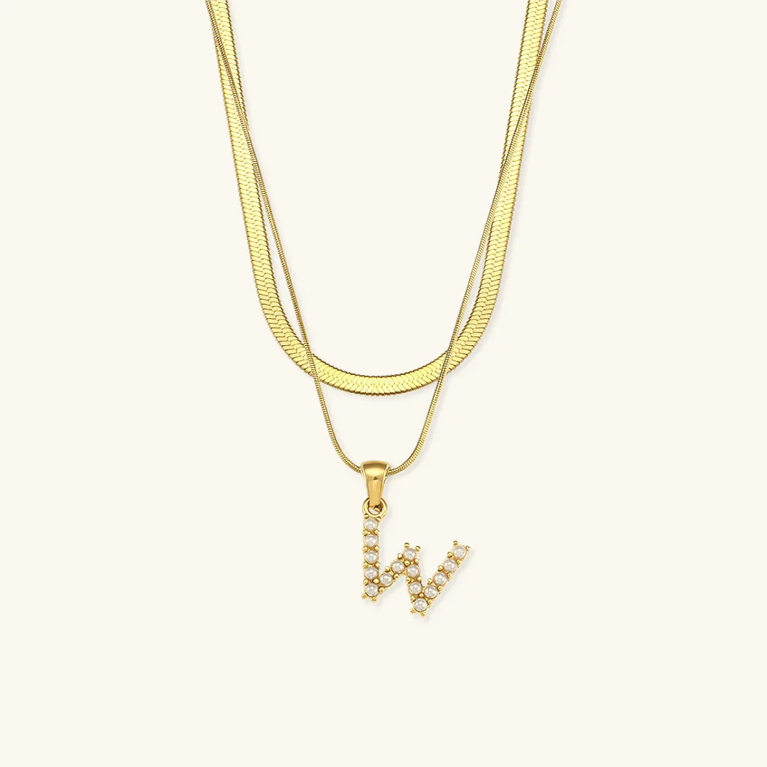 Bastet Layered Gold Initial Letter Necklace