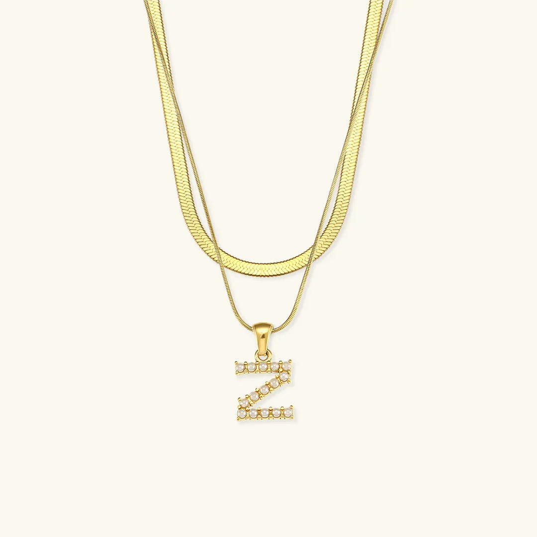 Bastet Layered Gold Initial Letter Necklace