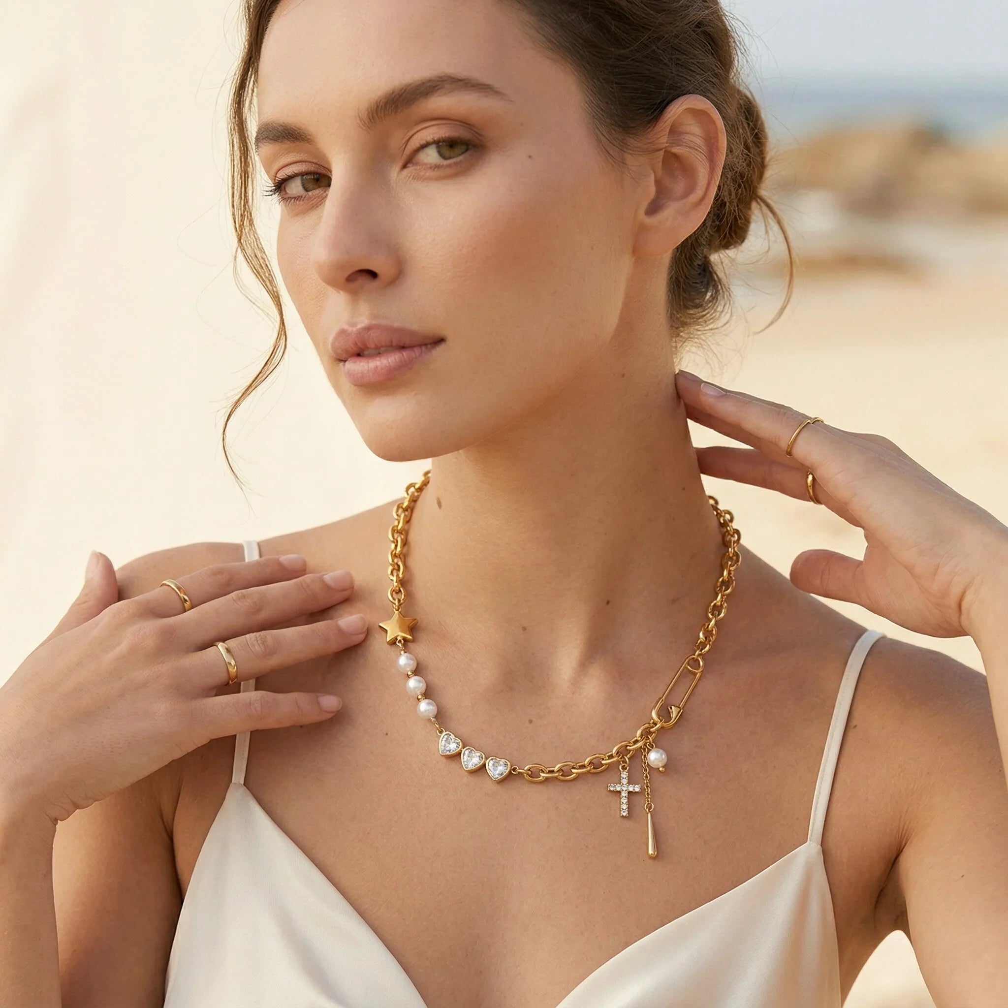 Aphrodite Diamond Pearl Gold Necklace