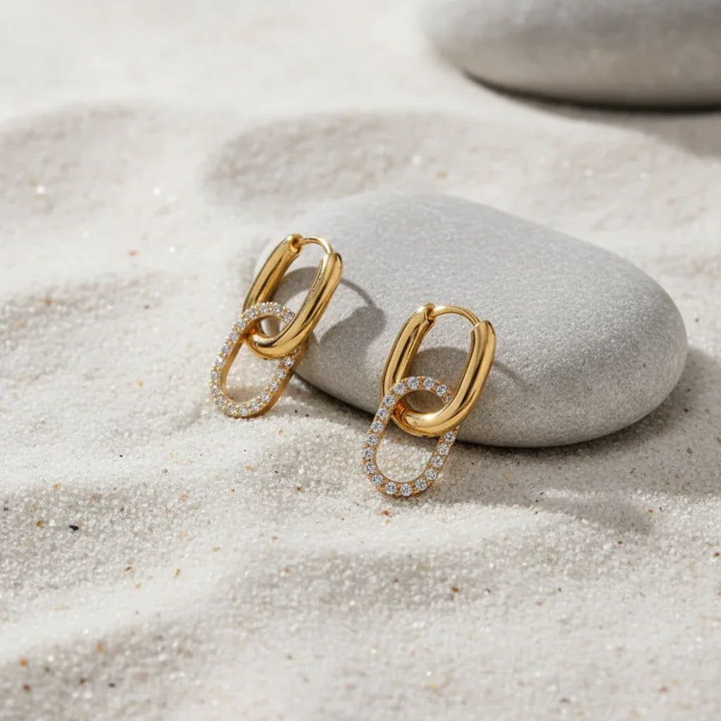 Peace Double Hoop Diamond Earrings