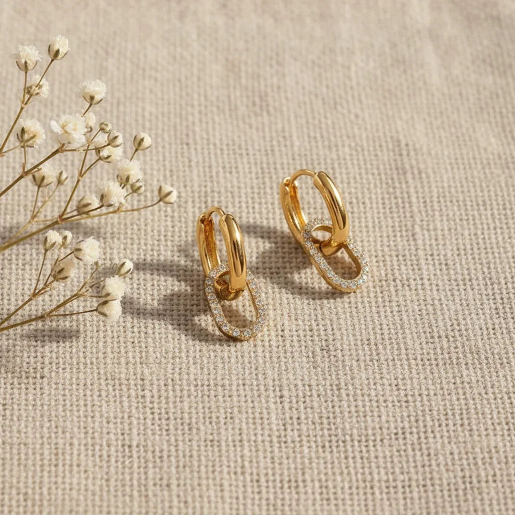 Peace Double Hoop Diamond Earrings
