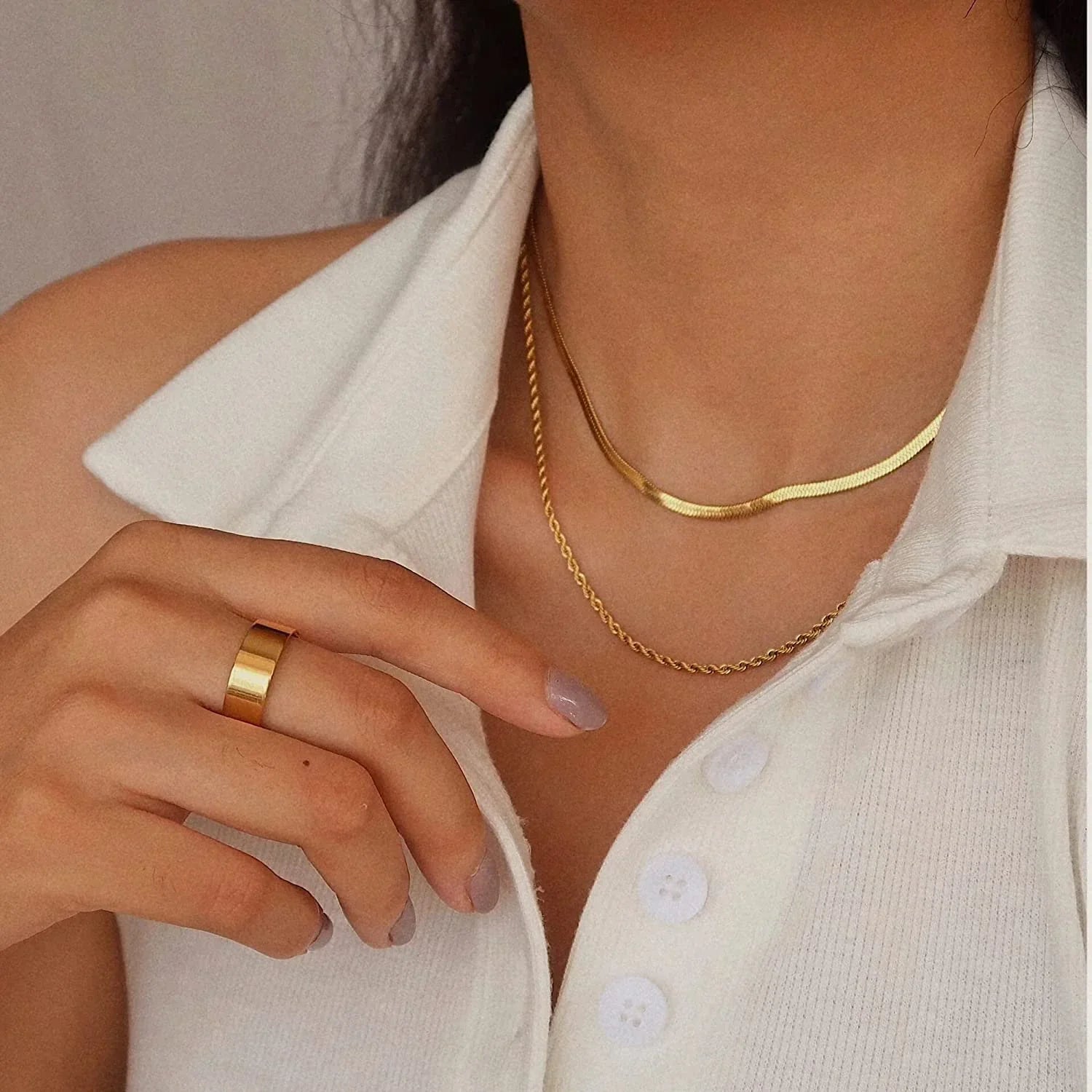Anuket Layered Gold Chain Necklace