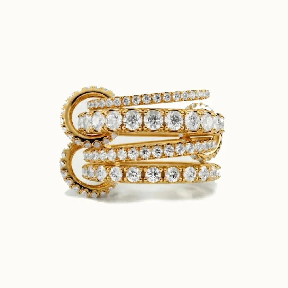 Houston Stacked Diamond Silver Ring