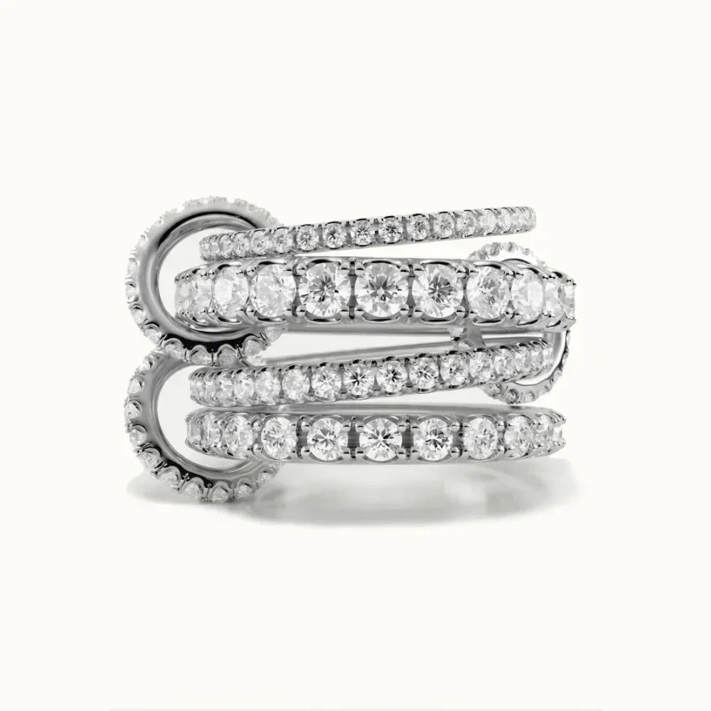 Houston Stacked Diamond Silver Ring